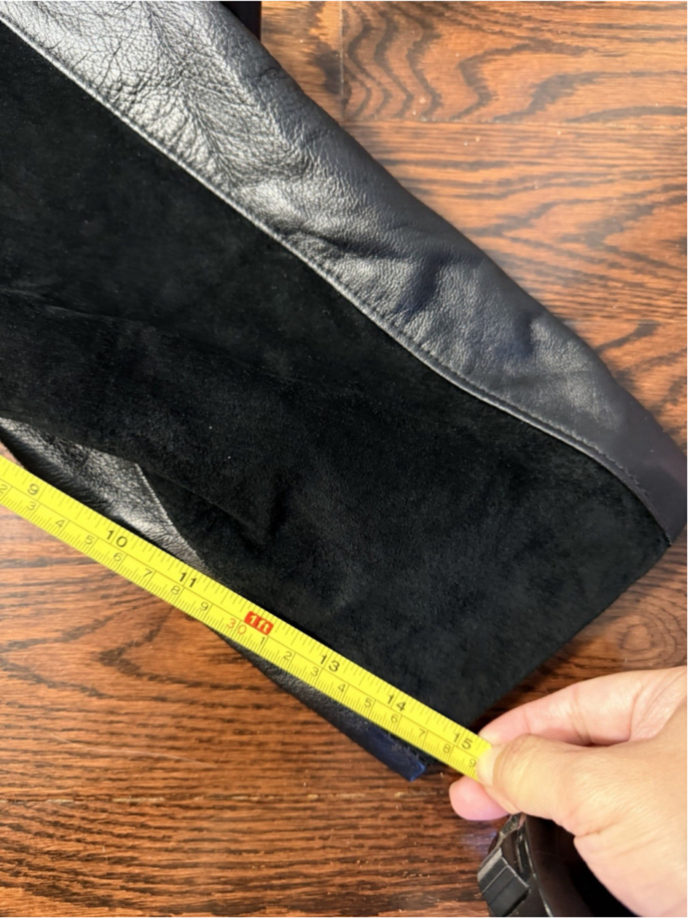 Fur Town Black Genuine Soft Leather With Suede Stripe Women's Coat size L - Picture 8 of 14